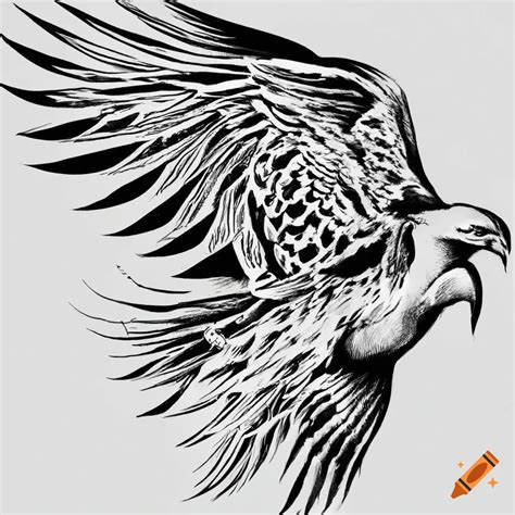 black and white eagle tattoo